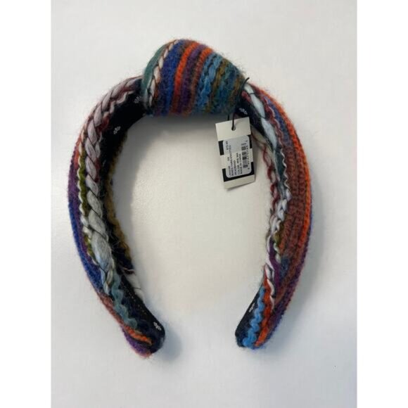 NWT Lele Sadoughi Mixed Yarn Knotted Multicolor Headband in Iris - Picture 3 of 7